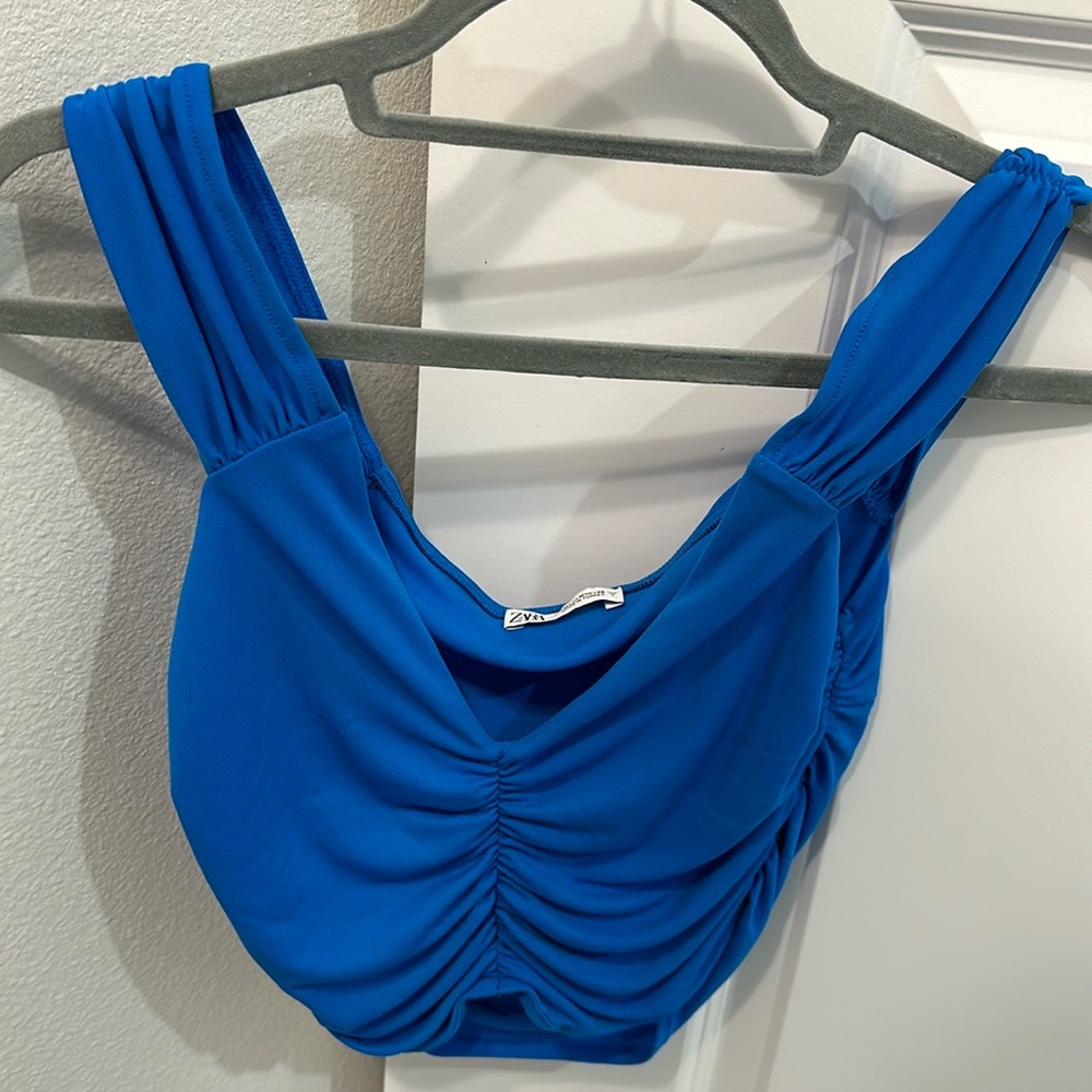 Zara blue cropped tank